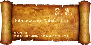 Debreczeny Mahália névjegykártya